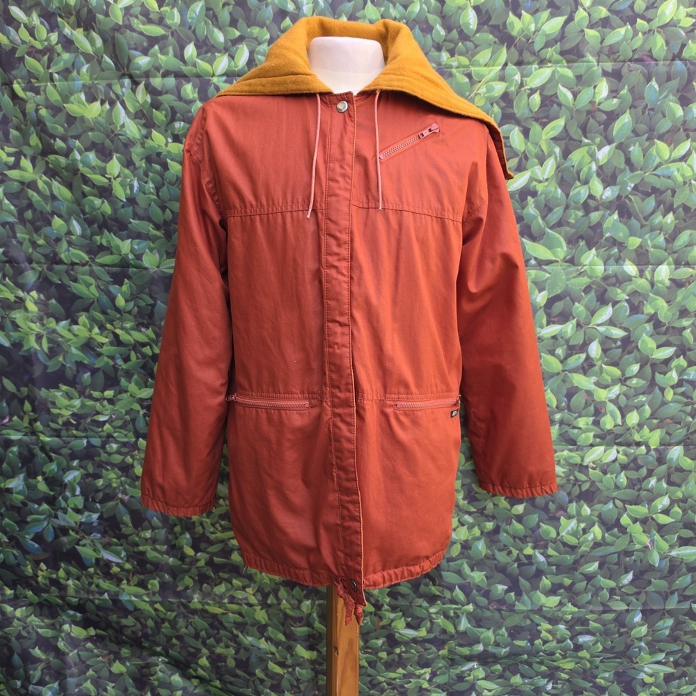 Vintage Aspen Hooded Jacket Mens M Brown Rust Fleece Lined Full Zip Parka Coat